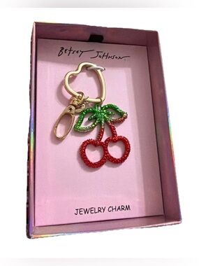 Betsey Johnson Open Frame Cherry Bag Charm /Key Ring bag charm/key ring NIB/NWT